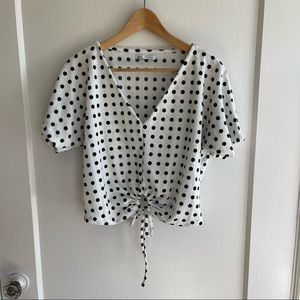Black and white polka dot blouse